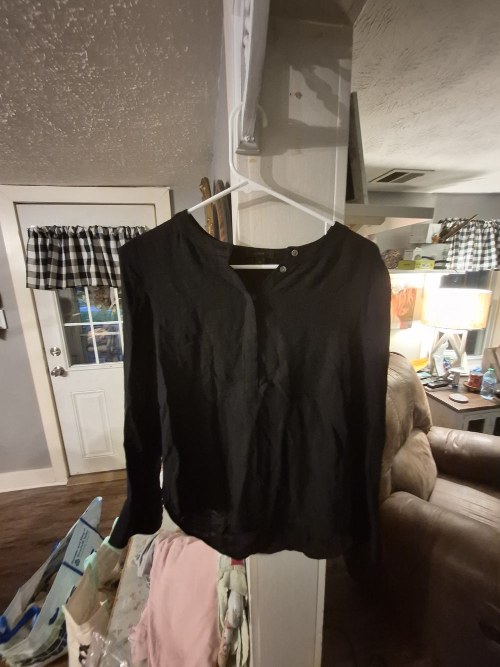 black J.Crew tunic top features a button-up Black Women's Long-Sleeve V-Neck Top